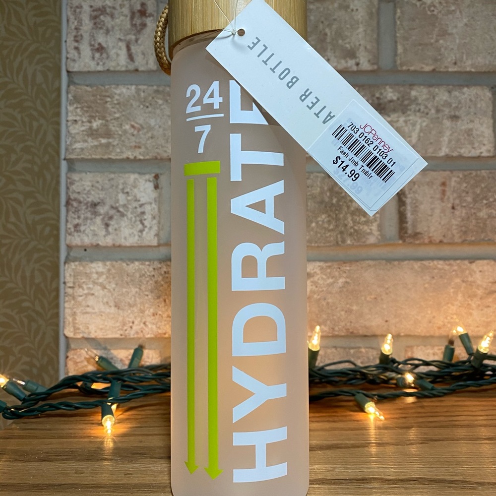 Eco One Glass Water Bottle Hydrate 24/7 18 ounces